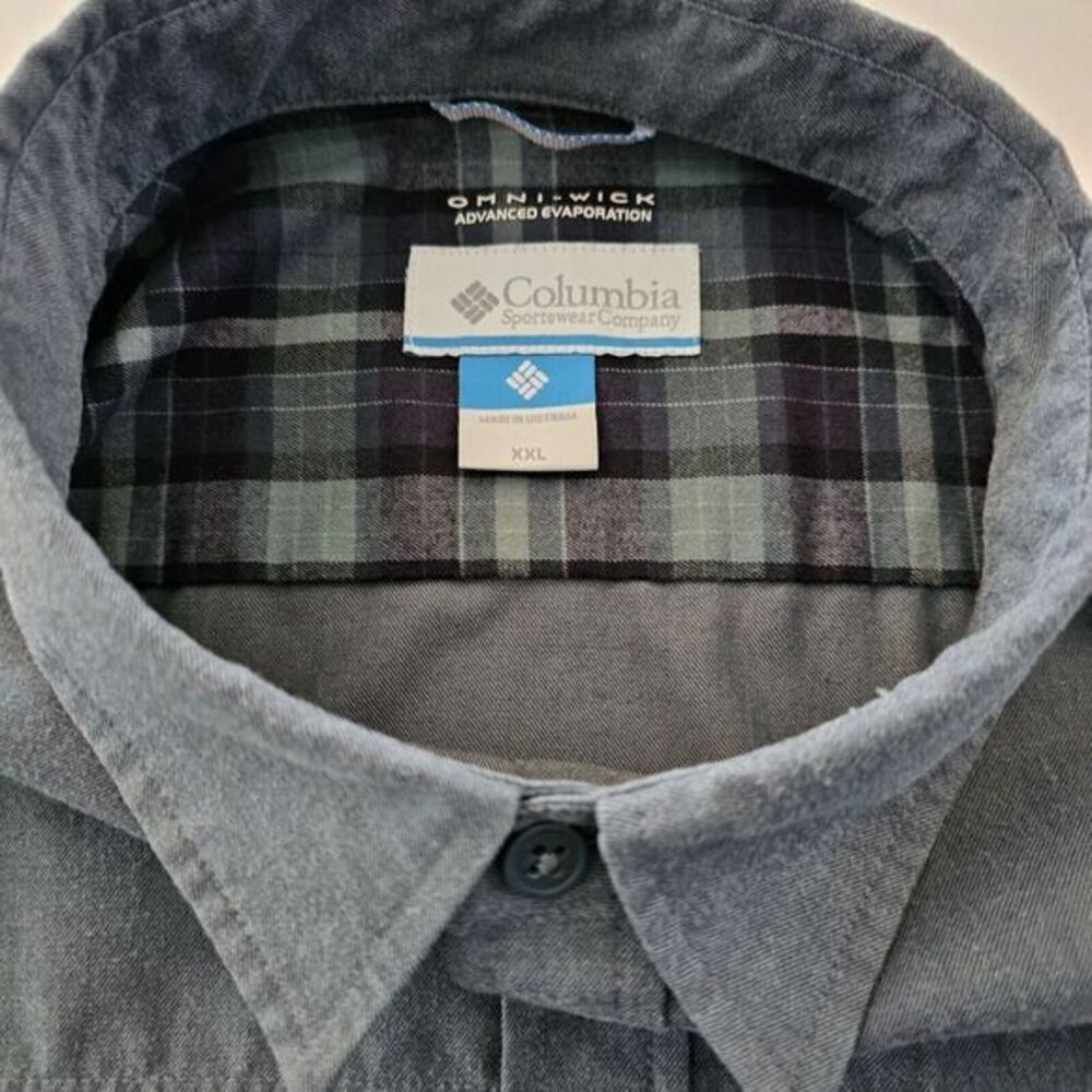 Columbia Omni-Wick Olive‎ Green Long Sleeve Button Front Pocket Shirt Mens 2XL